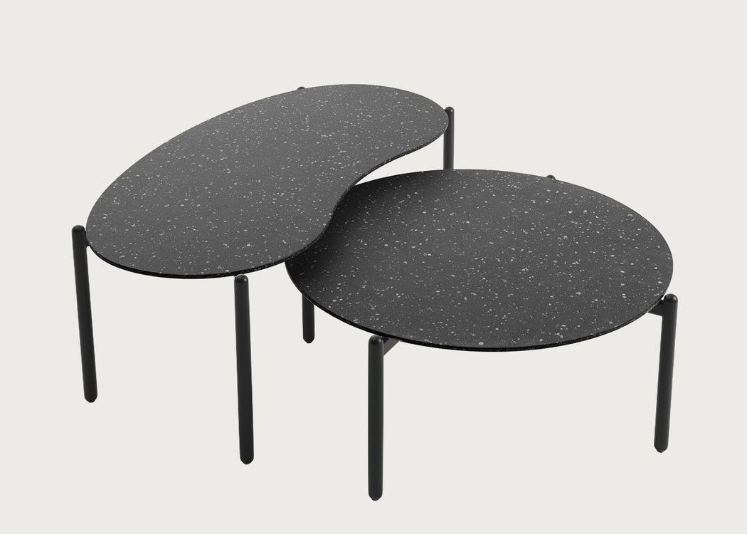 Undique Coffee Table Black Terrazzo Top Black Base Large