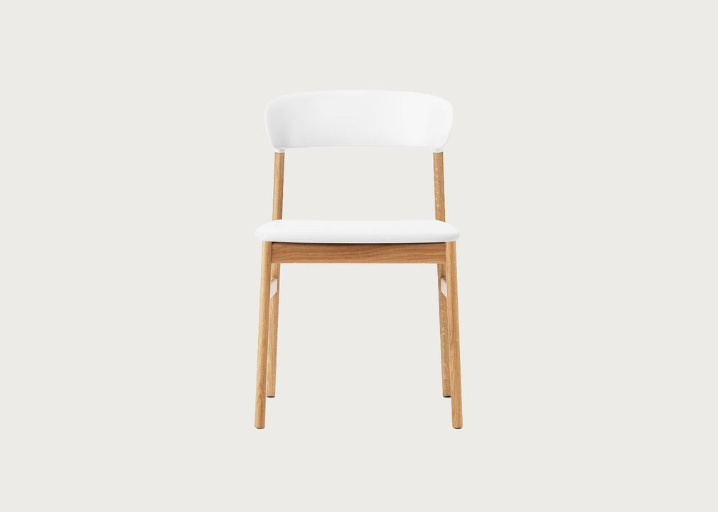 Herit Dining Chair Spectrum White Leather Oak Legs