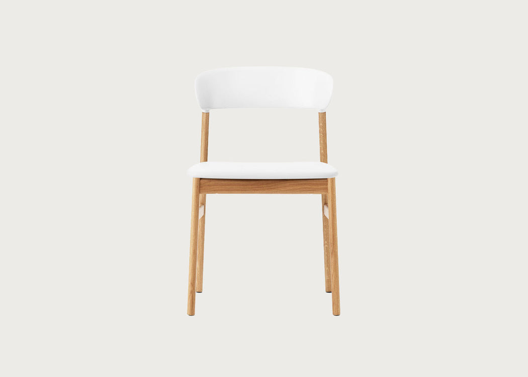 Herit Dining Chair Spectrum White Leather Oak Legs