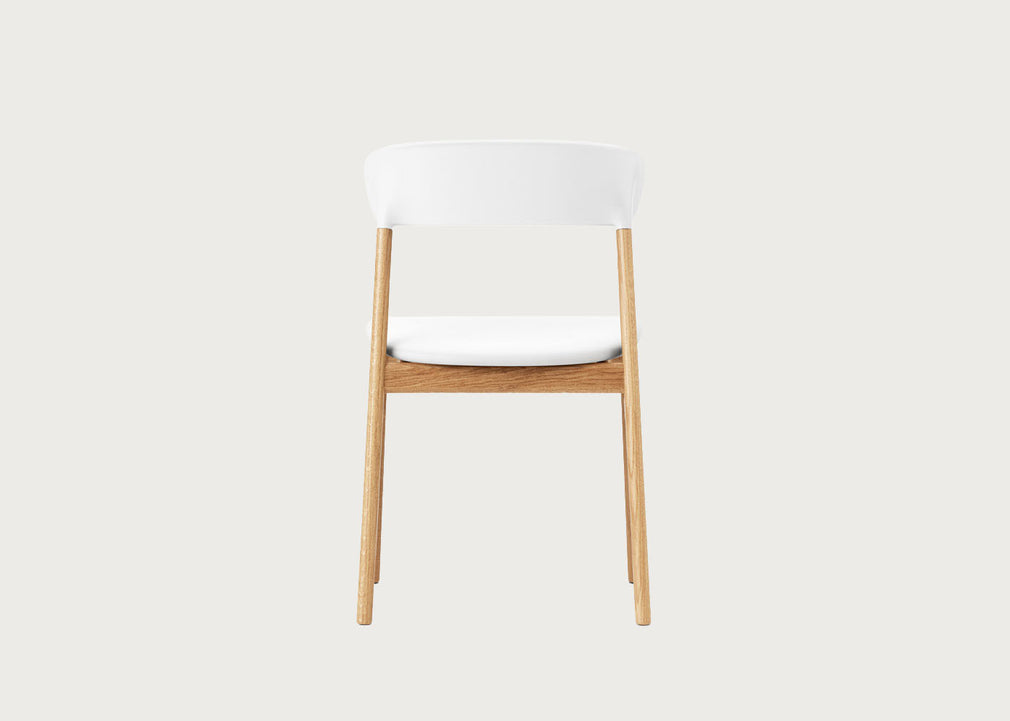 Herit Dining Chair Spectrum White Leather Oak Legs