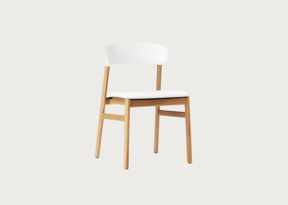 Herit Dining Chair Spectrum White Leather Oak Legs