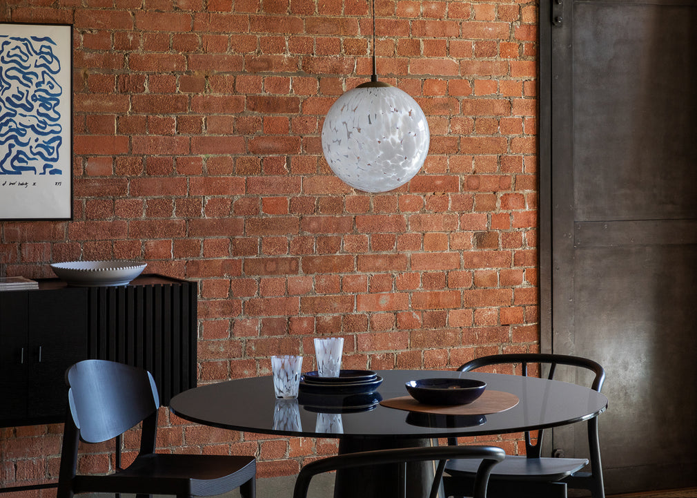 Speckled Glass Pendant Light White