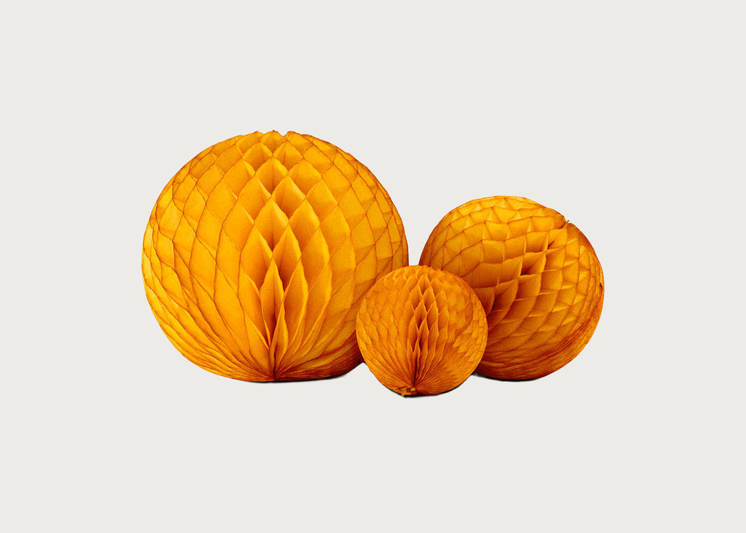 Honeycomb Ball Decoration Topaz Set of 3