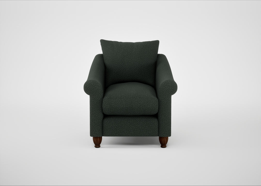 Devon Armchair Boucle Fern / Walnut Stained