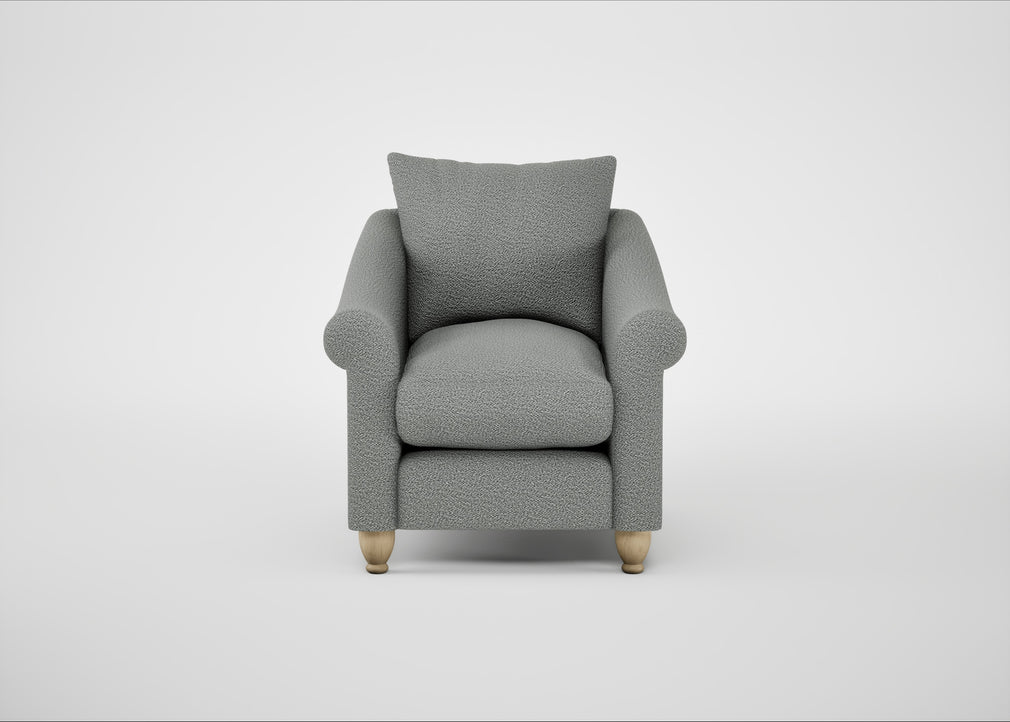 Devon Armchair Boucle Steel / Natural
