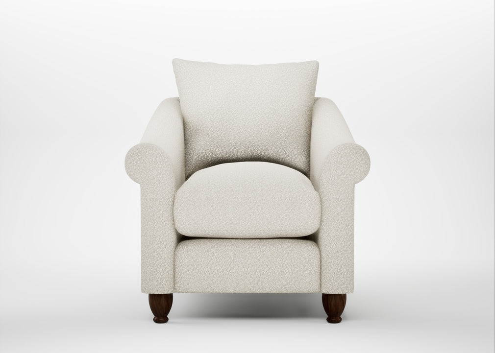 Devon Armchair Chunky Boucle Ecru / Walnut Stained