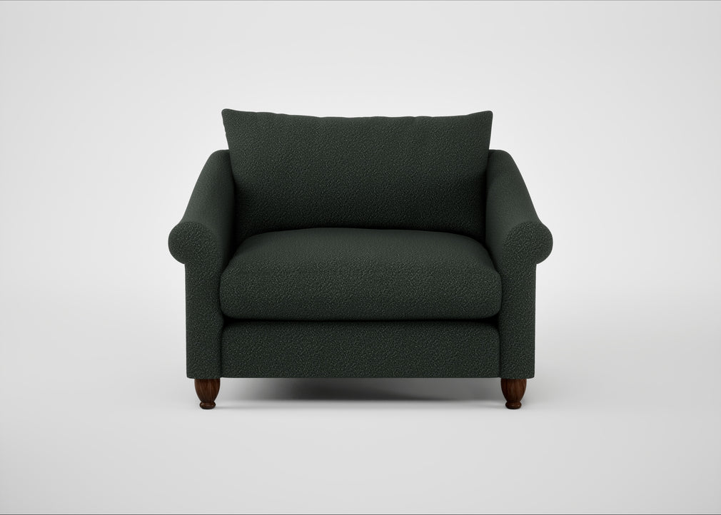 Devon Loveseat Boucle Fern / Walnut Stained