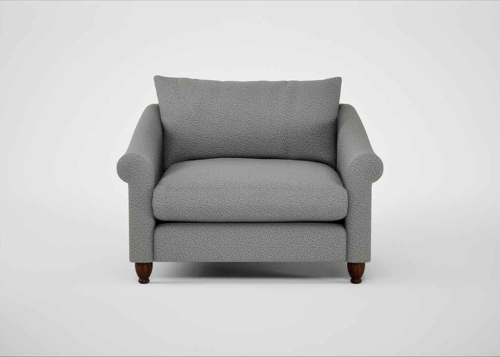 Devon Loveseat Boucle Steel / Walnut Stained