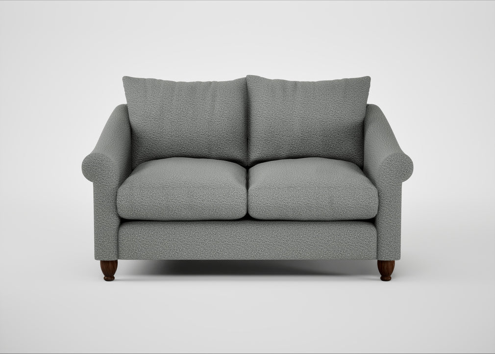 Devon 2 Seater Sofa Boucle Steel / Walnut Stained