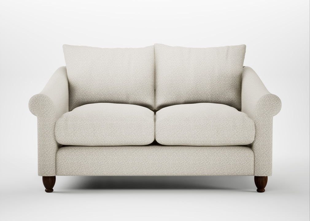 Devon 2 Seater Sofa Chunky Boucle Ecru / Walnut Stained