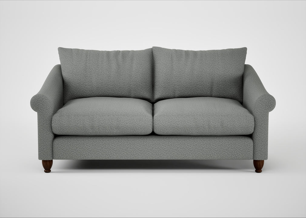 Devon 3 Seater Sofa Boucle Steel / Walnut Stained