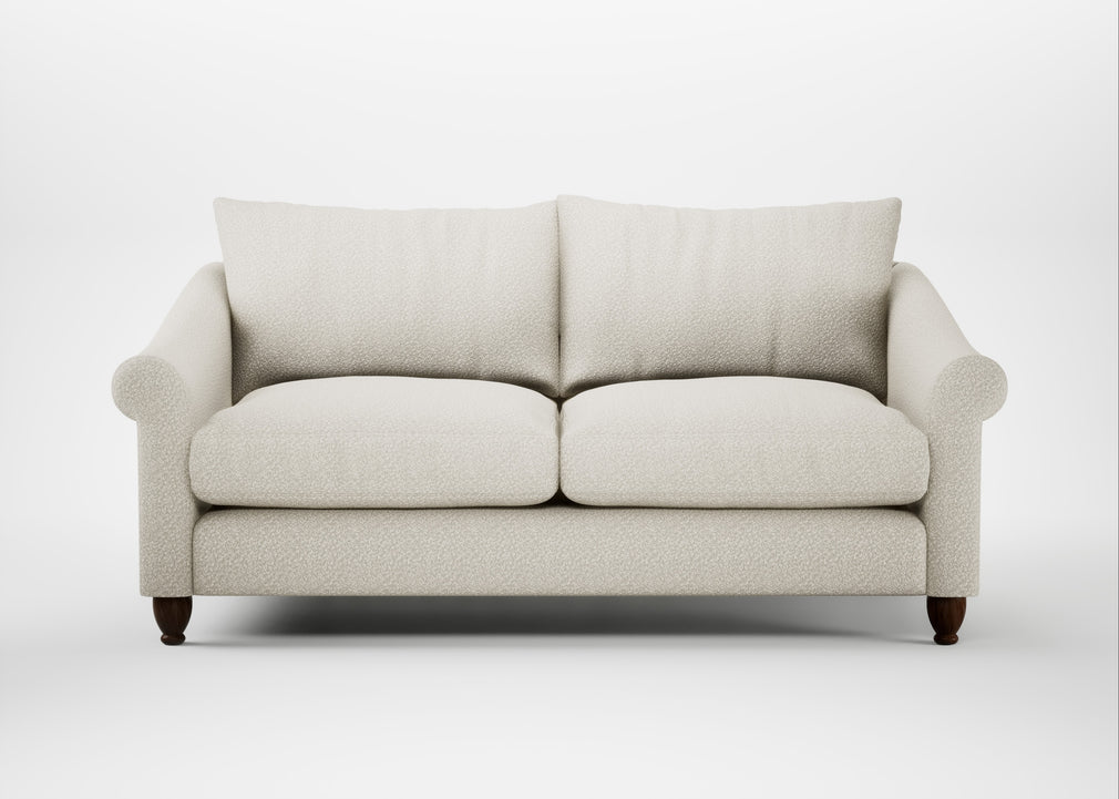 Devon 3 Seater Sofa Chunky Boucle Ecru / Walnut Stained
