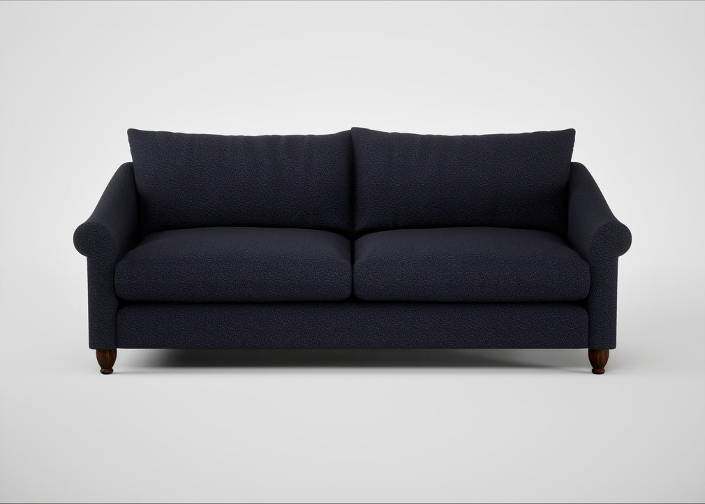 Devon 4 Seater Sofa Boucle Indigo / Walnut Stained