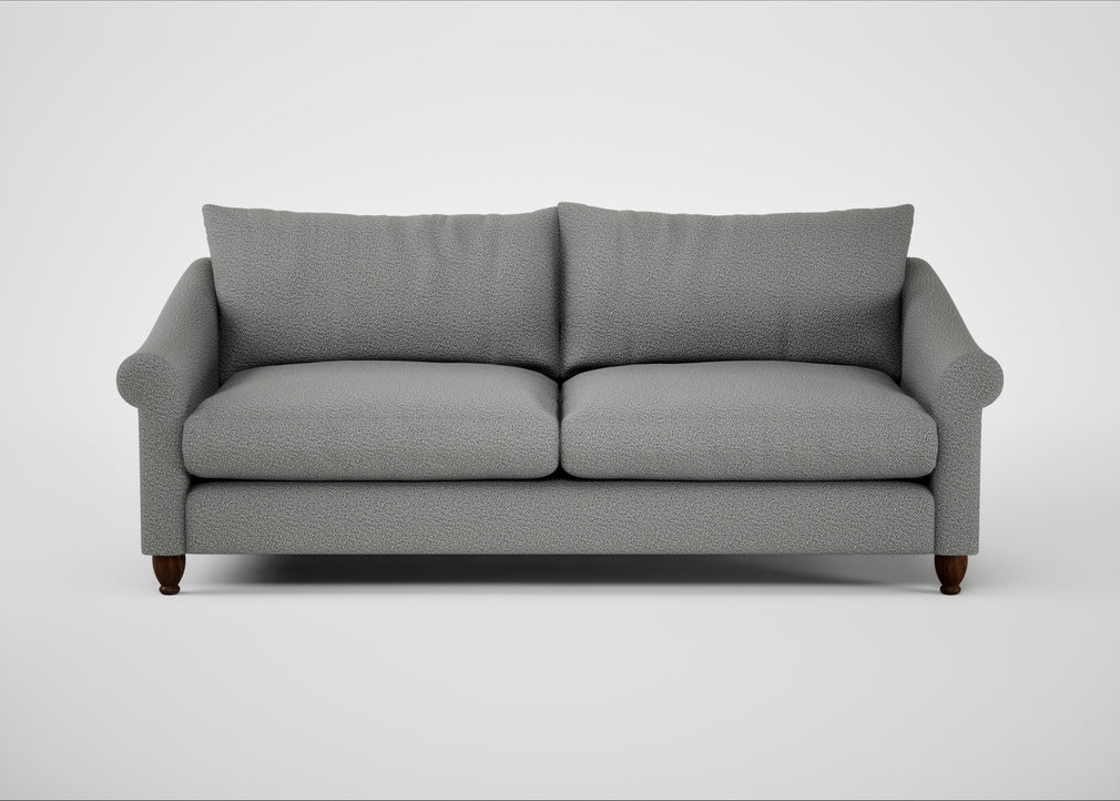Devon 4 Seater Sofa Boucle Steel / Walnut Stained