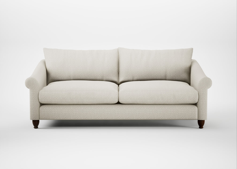 Devon 4 Seater Sofa Chunky Boucle Ecru / Walnut Stained