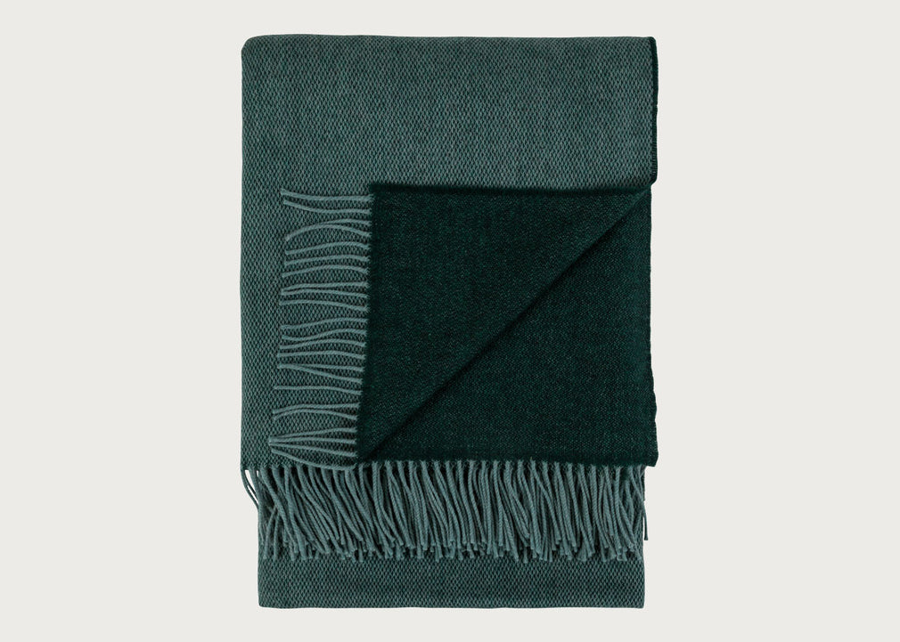 Two Tone Merino Throw Forest