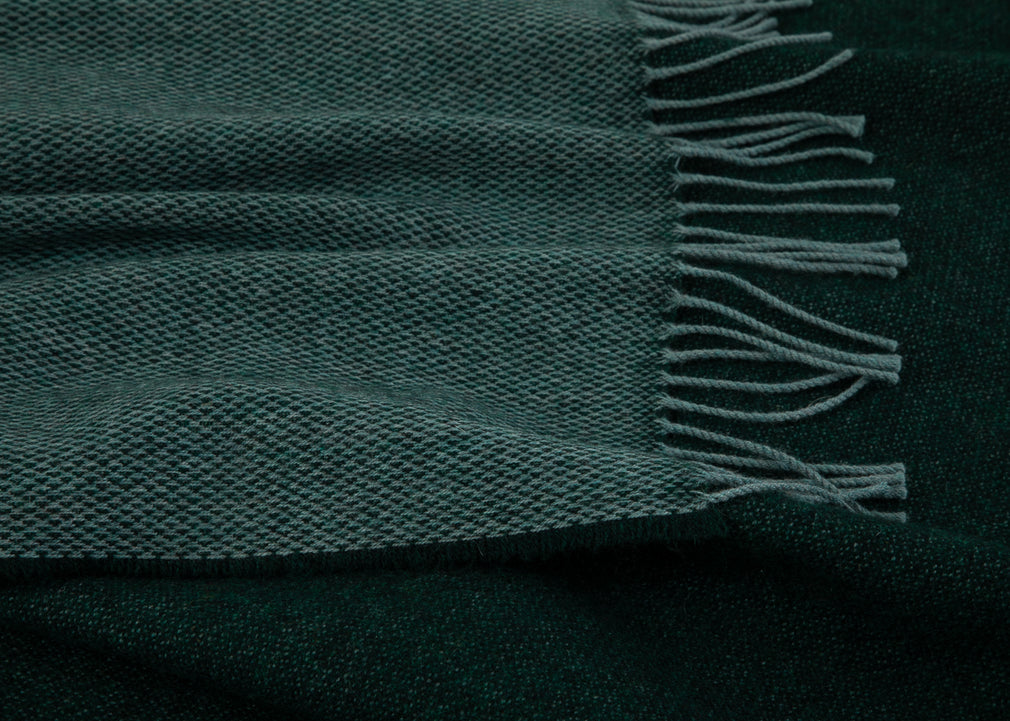 Two Tone Merino Throw Forest