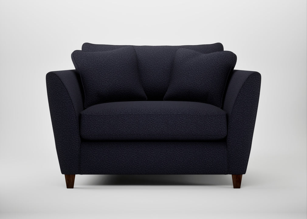 Torino Loveseat Boucle Indigo / Walnut Stained