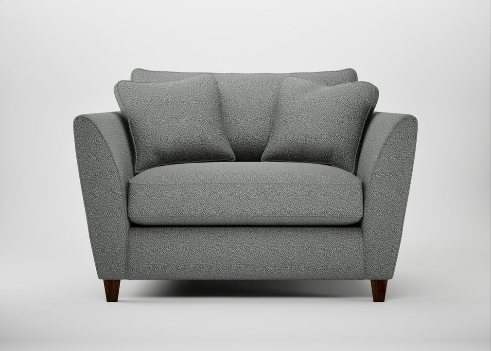 Torino Loveseat Boucle Steel / Walnut Stained