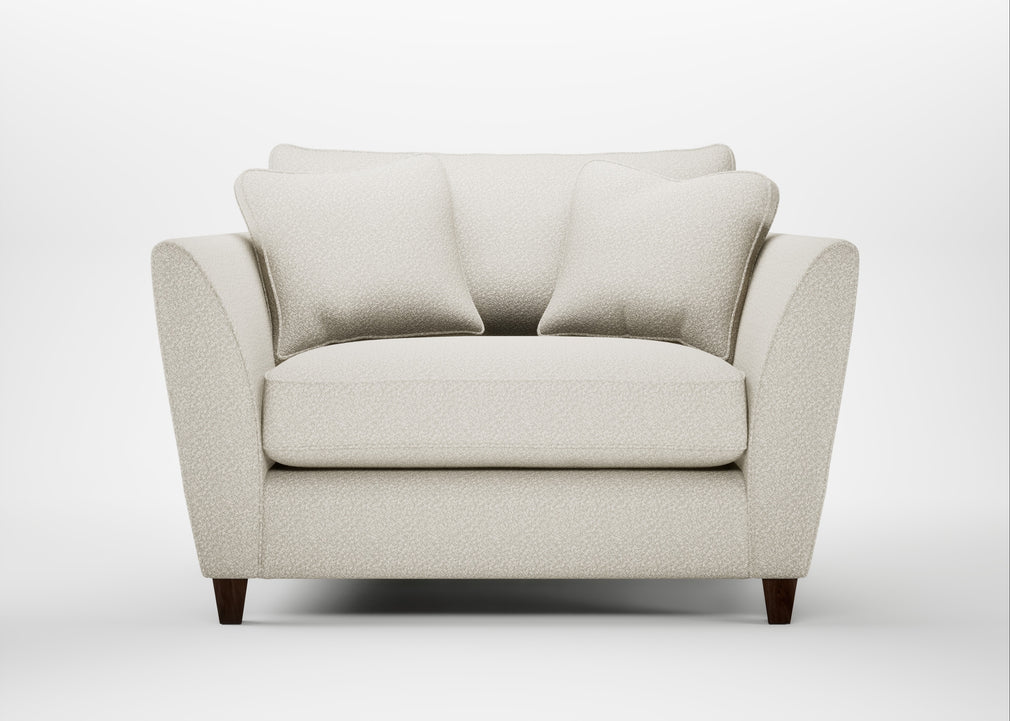 Torino Loveseat Chunky Boucle Ecru / Walnut Stained