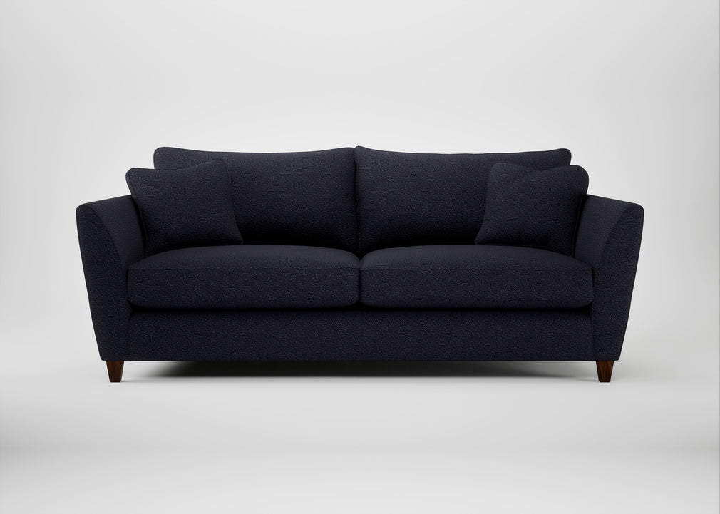 Torino 4 Seater Sofa Boucle Indigo / Walnut Stained