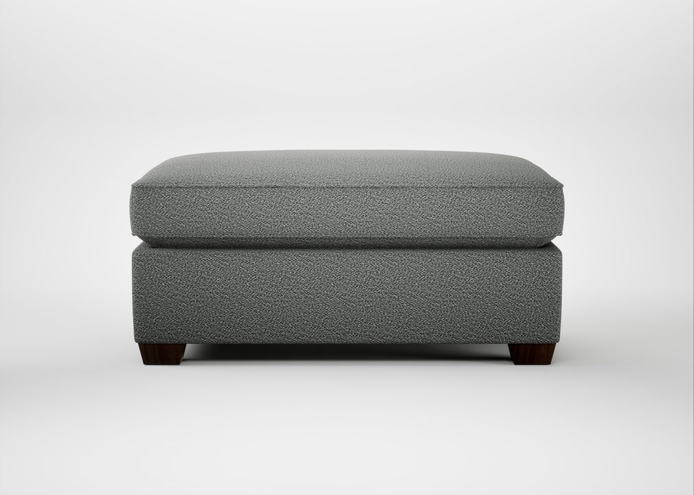 Torino Footstool Boucle Steel / Walnut Stained