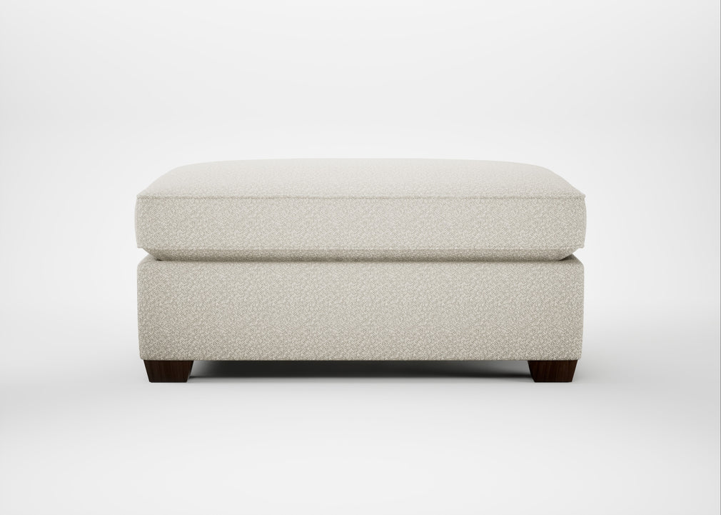 Torino Footstool Chunky Boucle Ecru / Walnut Stained