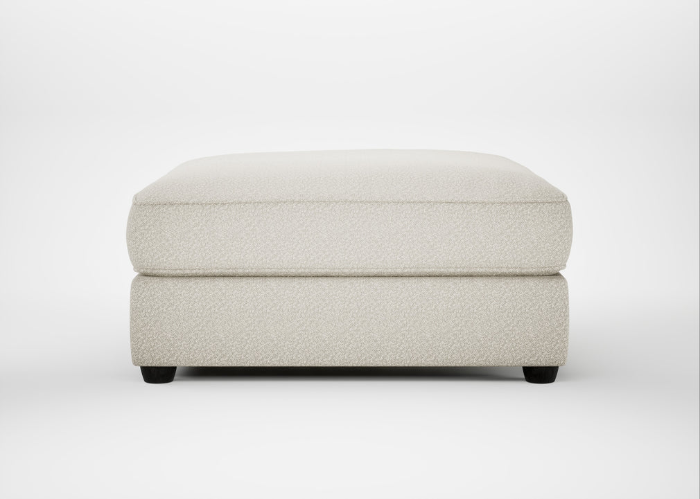 Tailor Square Footstool Chunky Boucle Ecru / Black