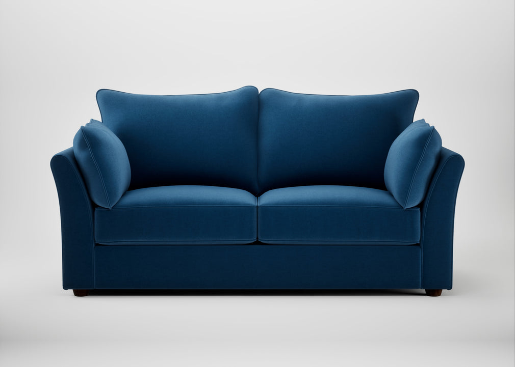 Tailor 3 Seater Sofa Cotton Velvet Petrol / Walnut Stained