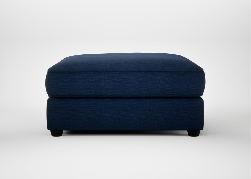 Tailor Square Footstool Broad Weave Lagoon / Black