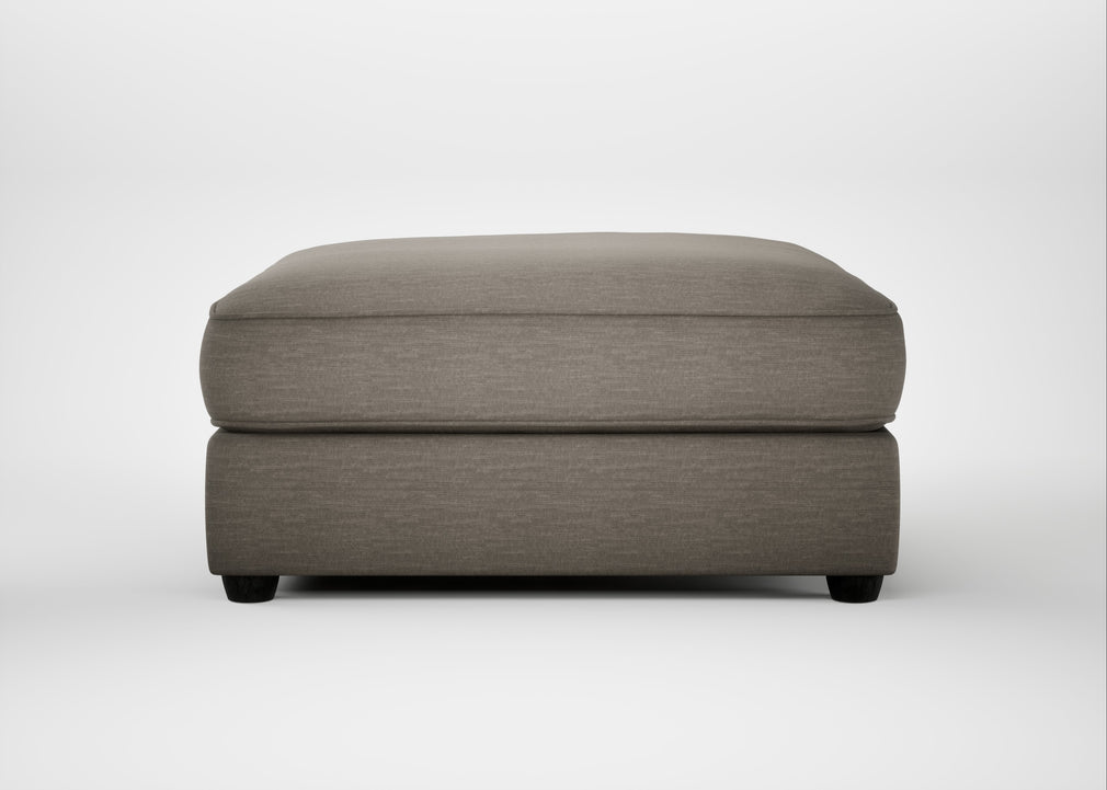 Tailor Square Footstool Broad Weave Pebble / Black