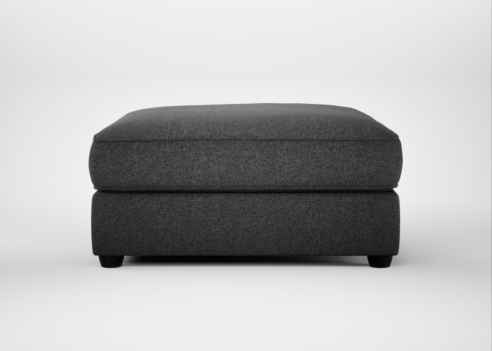 Tailor Square Footstool Melton Wool Granite / Black