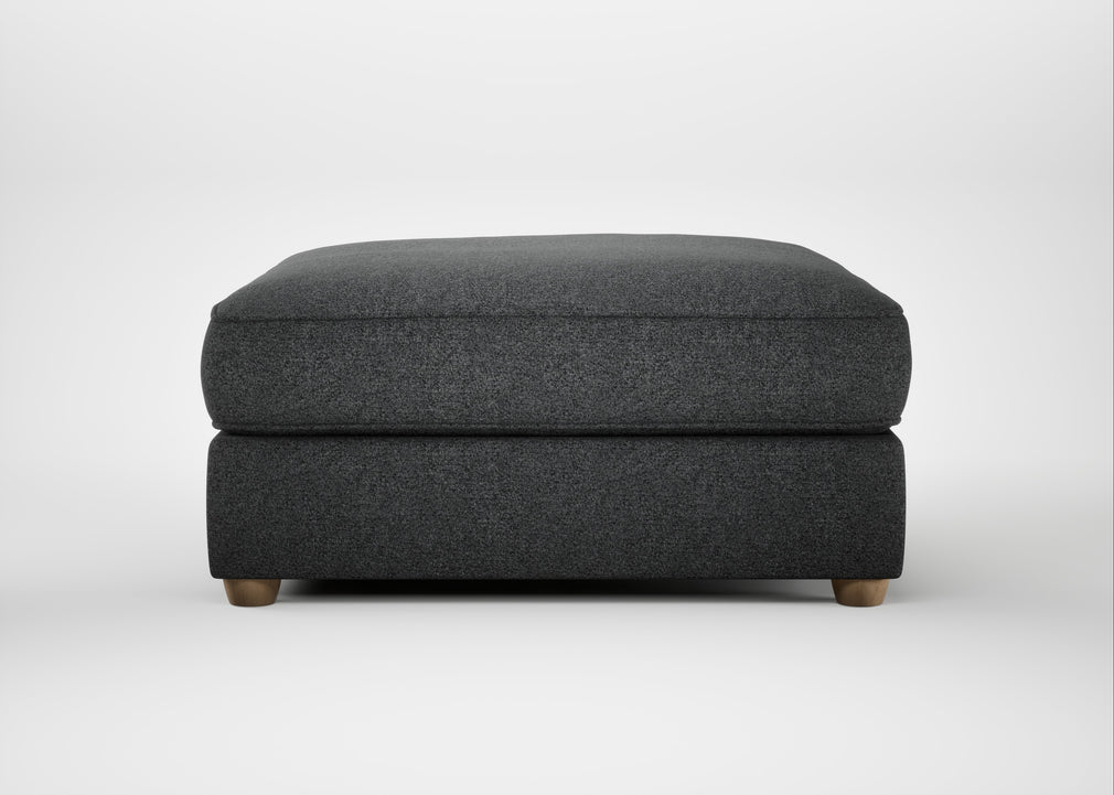 Tailor Square Footstool Melton Wool Granite / Natural