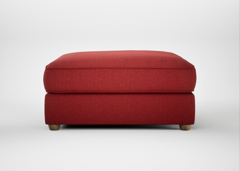 Tailor Square Footstool Melton Wool Red Oxide / Natural
