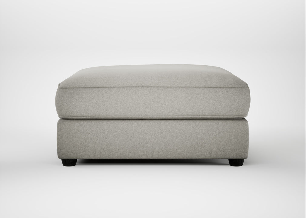 Tailor Square Footstool Melton Wool Limestone / Black