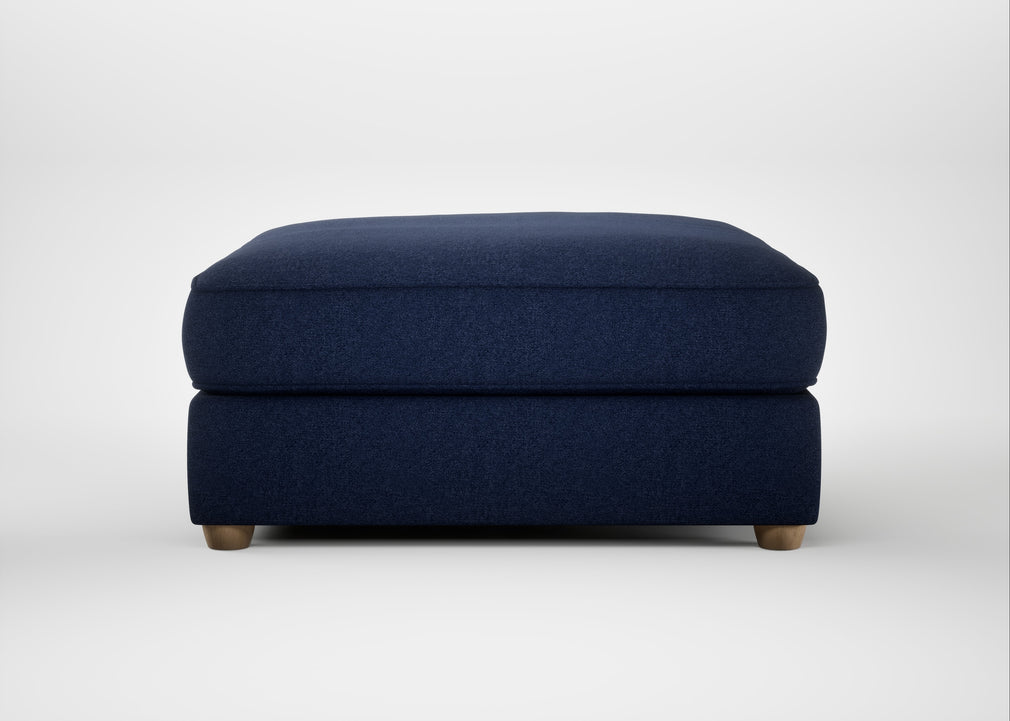 Tailor Square Footstool Melton Wool New Navy / Natural