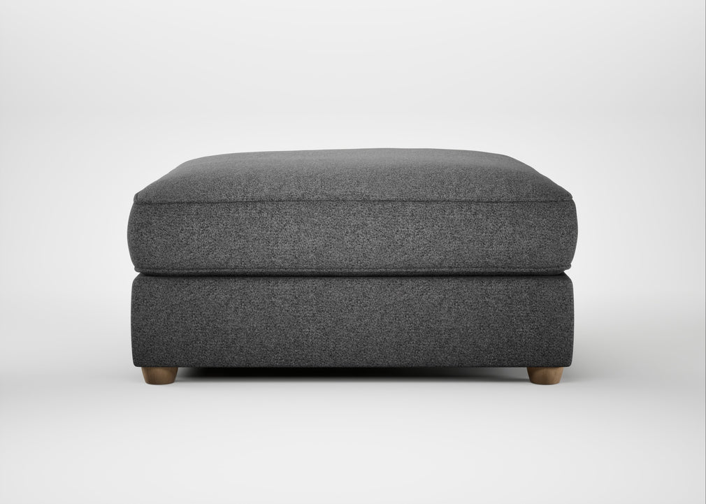 Tailor Square Footstool Melton Wool Shale / Natural