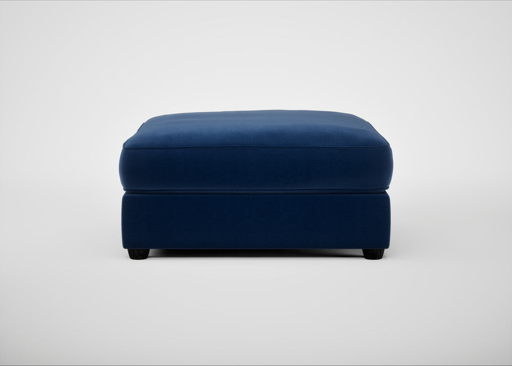 Tailor Square Footstool Cotton Velvet Midnight / Black