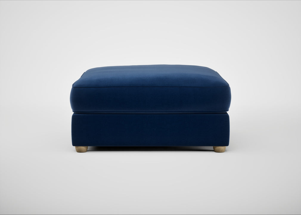 Tailor Square Footstool Cotton Velvet Midnight / Natural