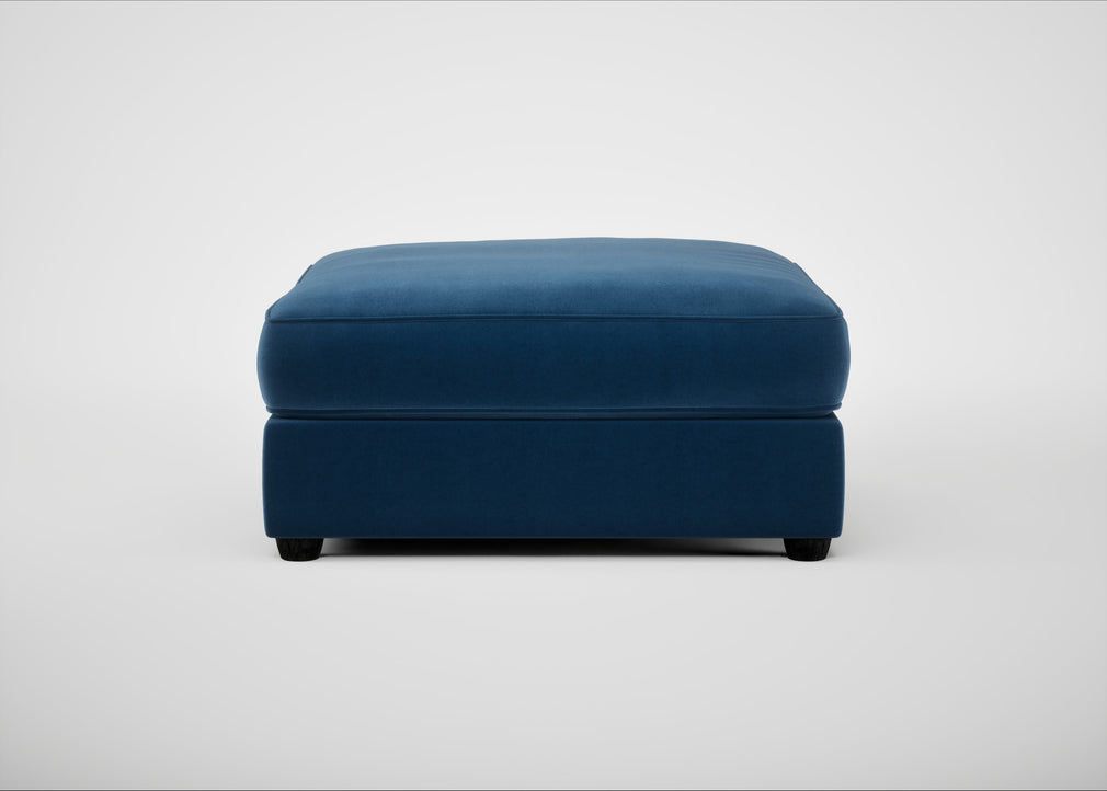 Tailor Square Footstool Cotton Velvet Petrol / Black