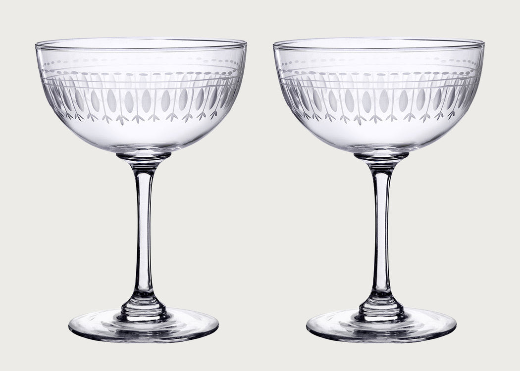 Champagne Saucers Ovals Set of 2