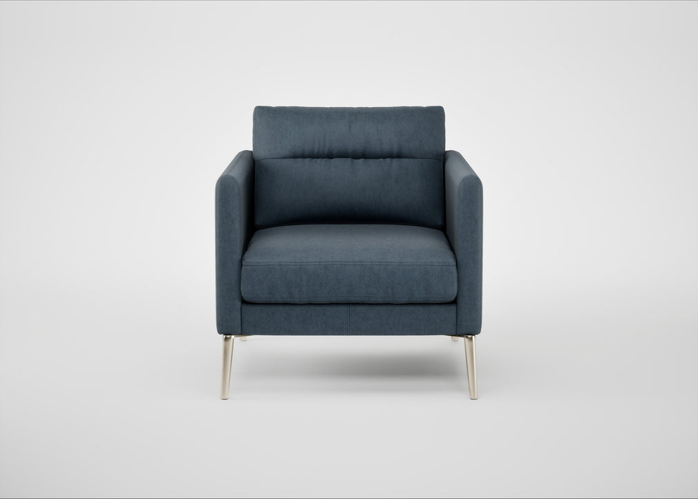 Altamura Armchair Old England Leather Blue / Stainless Steel