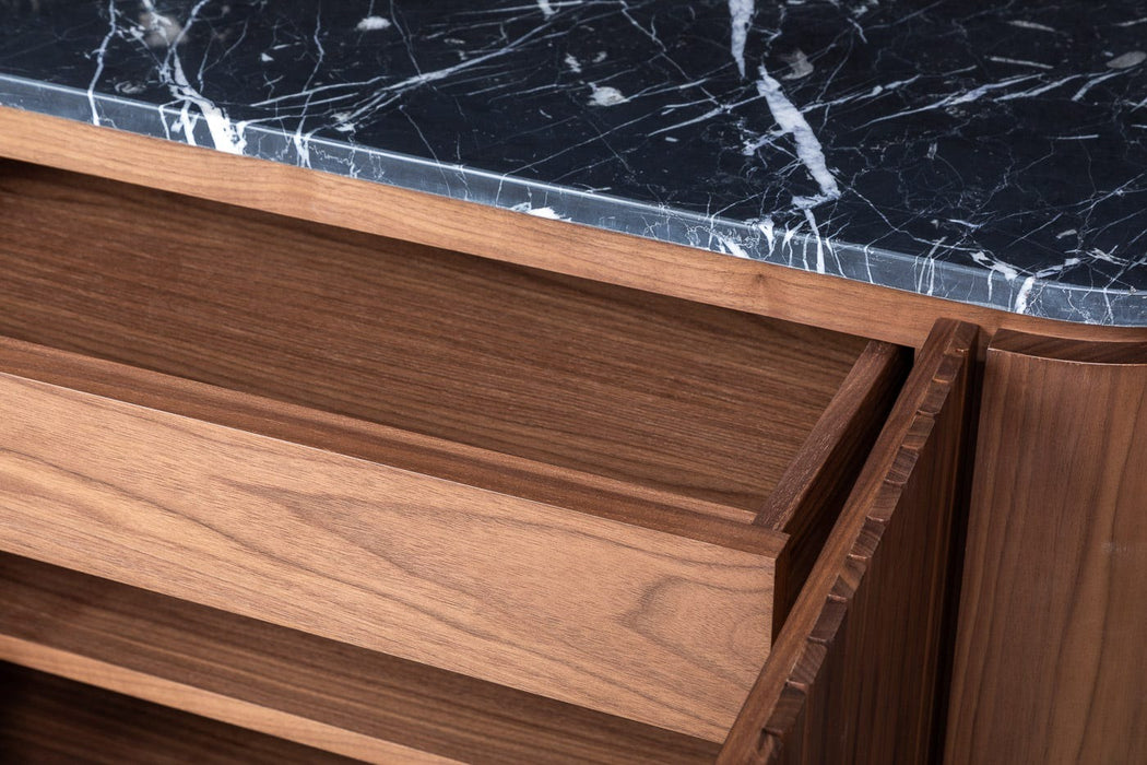 Remi Small Sideboard Walnut and Black Marble