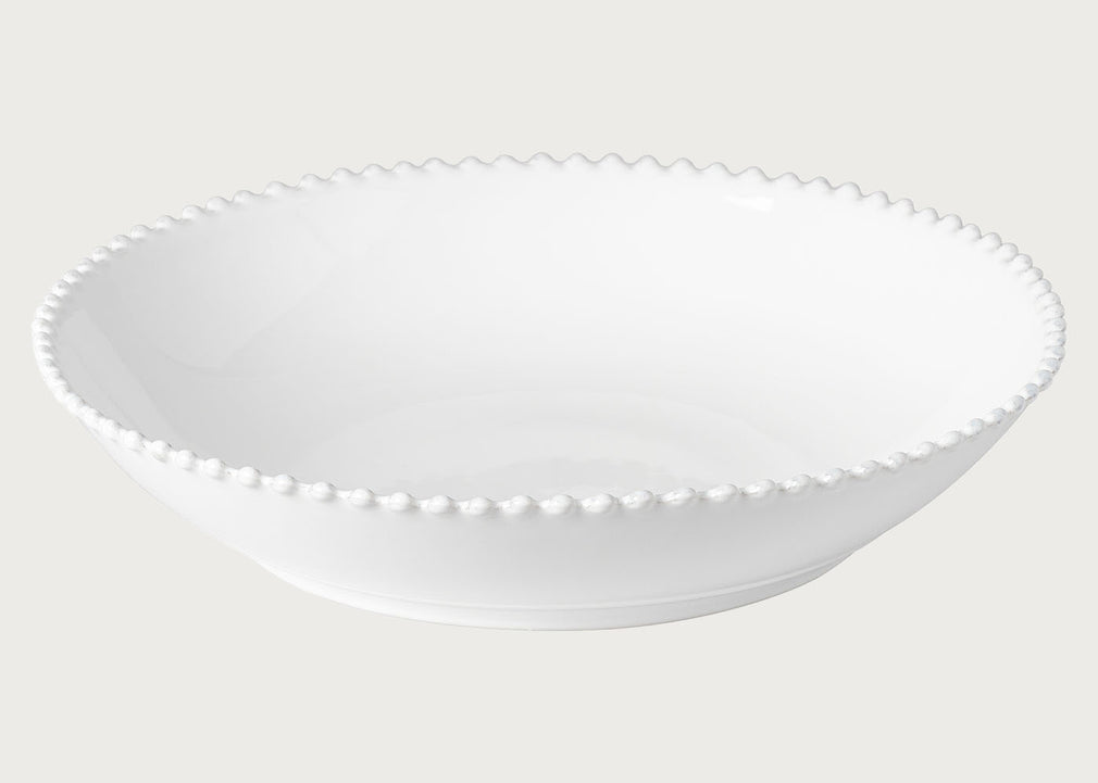 Pearl White Round Serving Bowl
