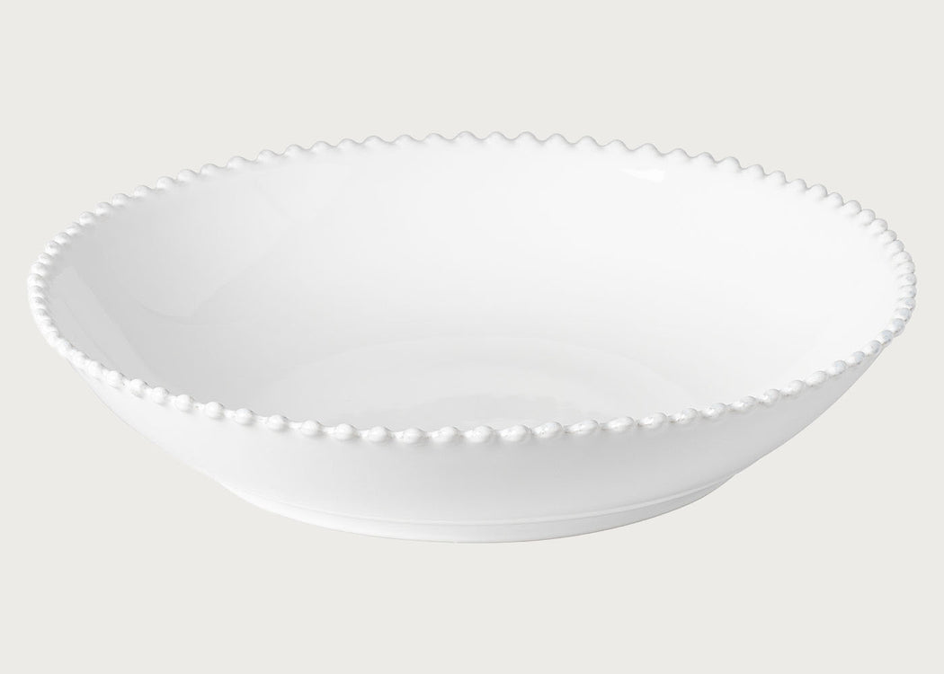 Pearl White Round Serving Bowl