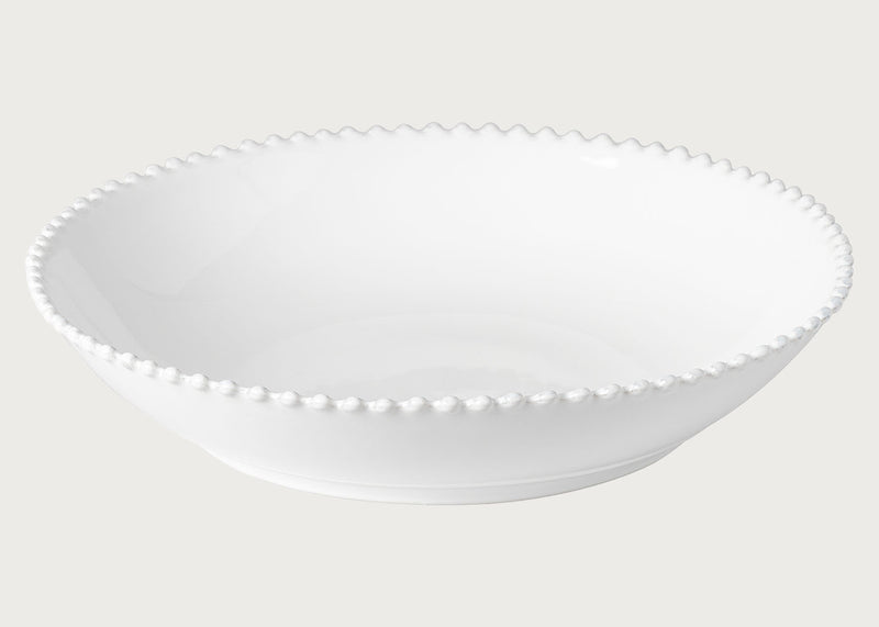 Pearl White Round Serving Bowl