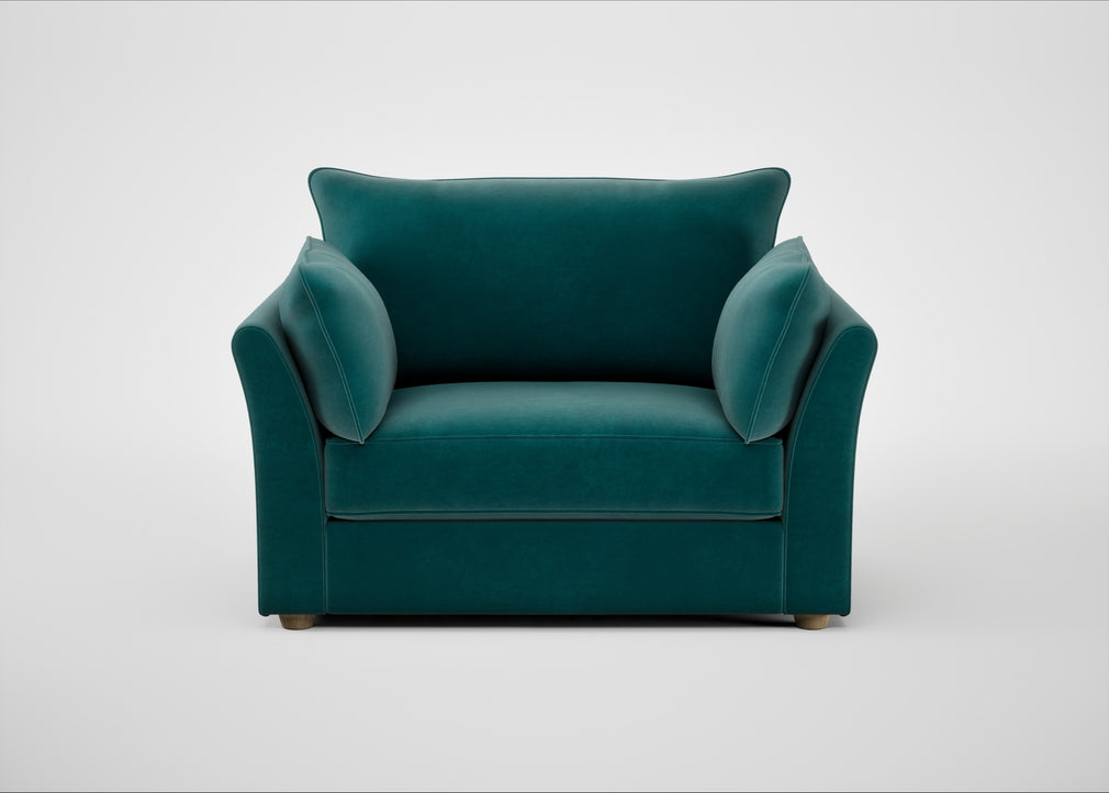 Tailor Loveseat Smart Luxe Velvet Ocean Green