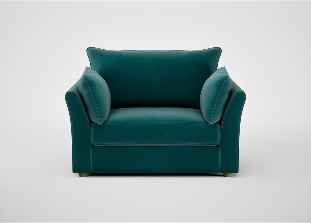 Tailor Loveseat Smart Luxe Velvet Ocean Green