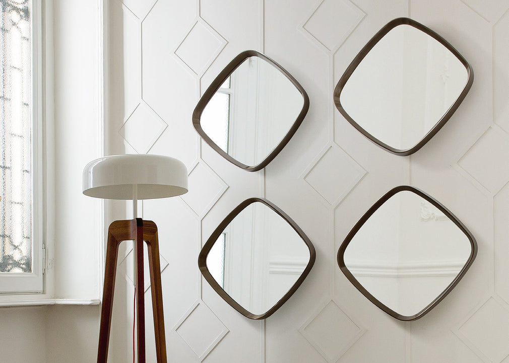 Mix 4 Square Wall Mirror Canaletta Walnut Small