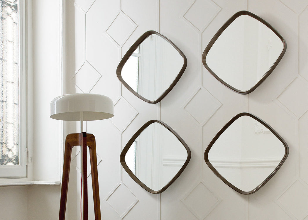 Mix 4 Square Wall Mirror Canaletta Walnut Small
